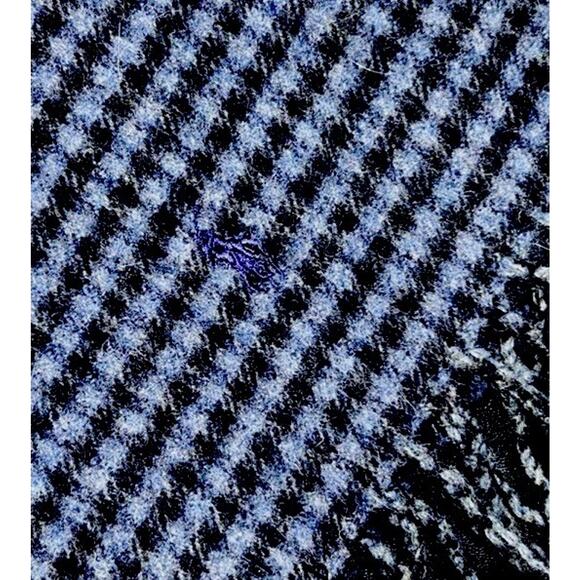 Polo Ralph Lauren Lambswool Angora Scarf Blue Black Check Rectangular Scotland - Picture 4 of 4